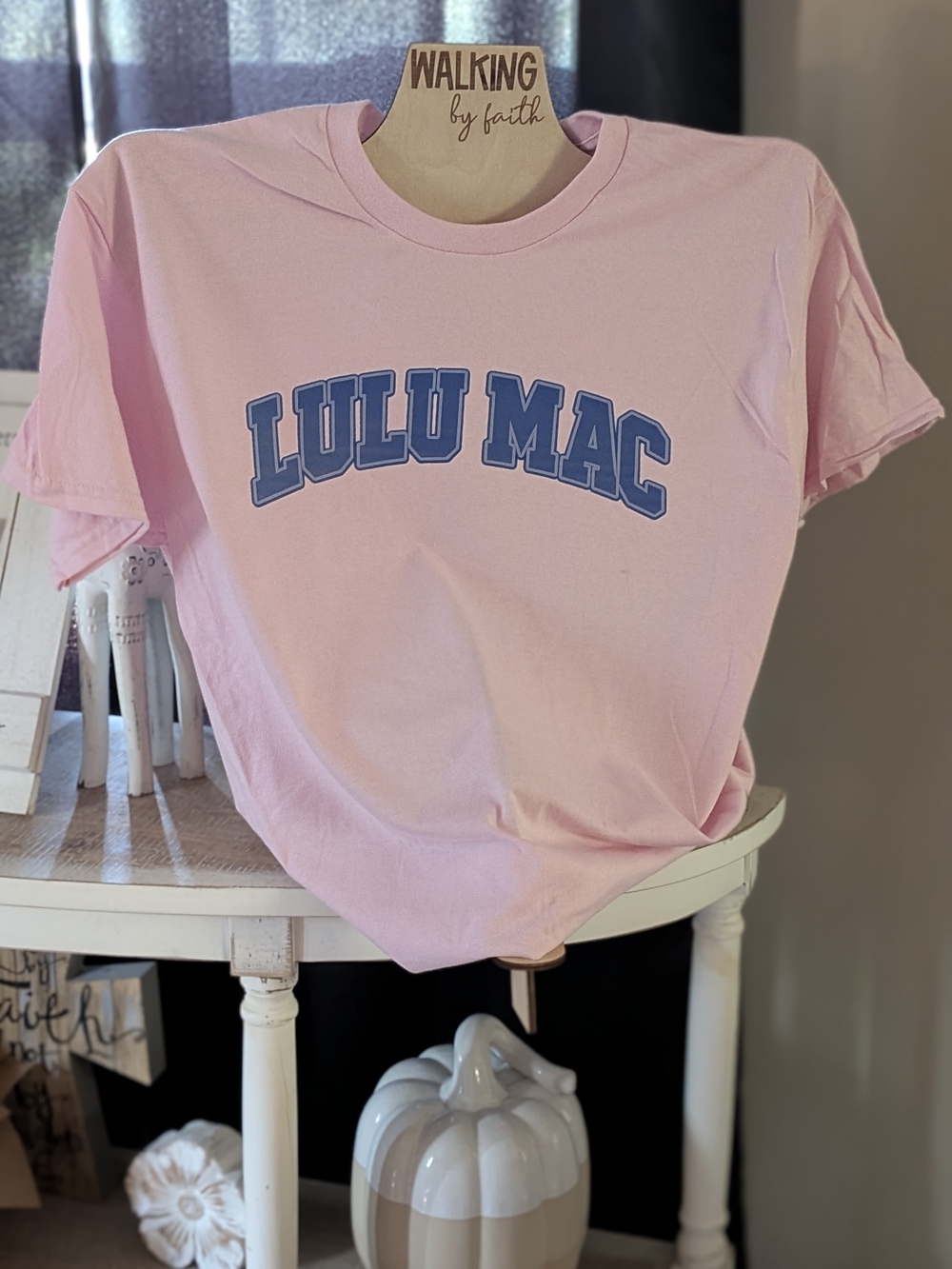 Gilded Intent Pink Tee with Blue Cute Graphic